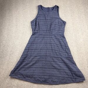 GAP Navy Blue Eyelet Sleeveless Fit & Flare Dress Women's Size 10 Cotton